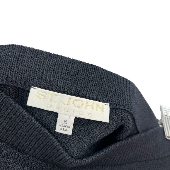 St. John Basics Skirt Santana Knit Pencil Pull-On Black Size US 10 - Picture 8 of 9